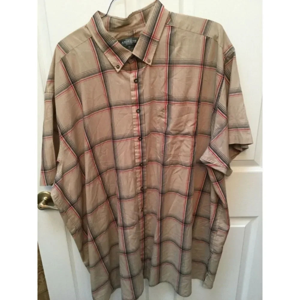 men KNIGHTS casual short sleeve checked shirt 4XB